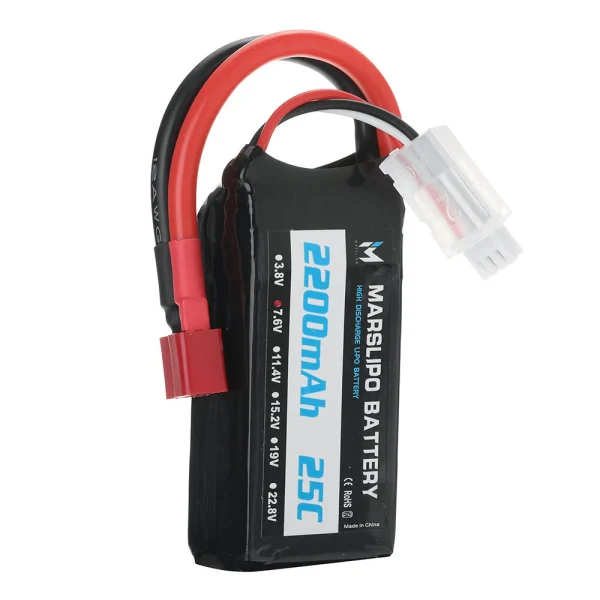 MARSLIPO 7.6V 2200mAh 25C 2S Lipo Battery T Plug with XT60 Adapter for RC Model Toys - Image 6