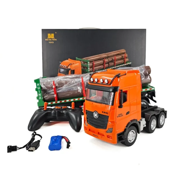 HuiNa Toys 1313 1/18 2.4G 9CH RC Car Woods Trasport Truck Wireless Remote Control LED Light Sound 270 Rotation High-Side Engineering Vehicles Models Toys - Image 9