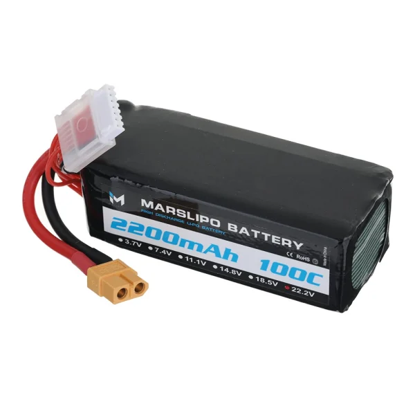 MARSLIPO 22.2V 2200mAh 100C 6S Lipo Battery XT60 Plug for RC Drones - Image 3