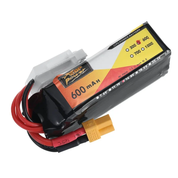 ZOP Power 14.8V 600mAh 60C 4S LiPo Battery XT30 Plug for Sub250 Oasisfly25 Oasisfly30 RC FPV Racing Drone - Image 3