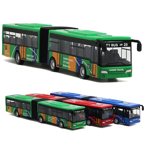 Simulation Alloy Double Section Bus Model Pull Back Vehicles Toys Funny Car Kids Children Gifts - Image 4