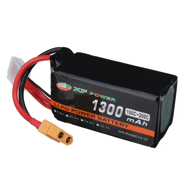 XF POWER 14.8V 1300mAh 100/200C 4S LiPo Battery XT60 Plug for RC Drone - Image 2