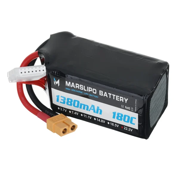 MARSLIPO 22.2V 1380mAh 180C 6S Lipo Battery XT60 Plug for iFlight Nazgul XL5/DC5 SpeedyBee Master 5 V2 FPV Racing Drone - Image 3