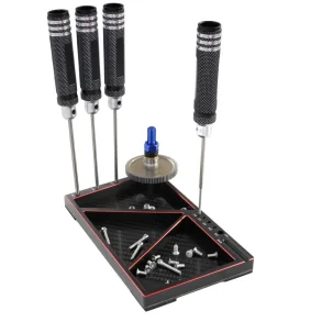 160x95mm Carbon Fiber Metal Multifunction Screw Tray Nut Gasket Storage Tool Organizer for RC Car Boat Airplane Model HSP RC Car