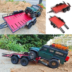 Simulation Trailer Four Wheels for Land Rover Tornado TRX4M 1/18 RC Cars Vehicles Models Spare Parts Accessories