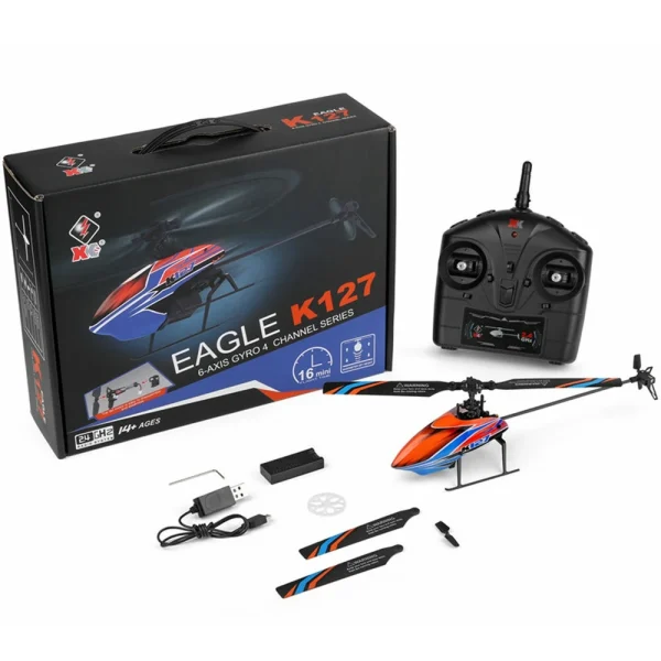 XK K127 4CH 6-Axis Gyro Altitude Hold Flybarless RC Helicopter RTF - Image 9