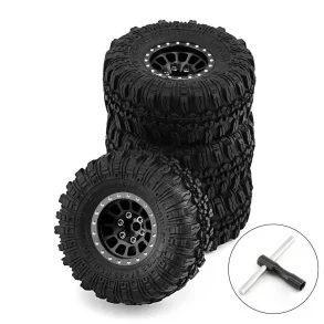 4pcs 1.0 inch Climbing Car Aluminum Alloy Hub Wasteland Wheel Tires for 1/18 TRX4M SCX24 FMS FCX18 FCX24 Furitek FX118 RC Car Parts