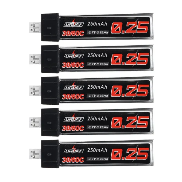 10Pcs URUAV 3.7V 250mAh 30C/60C 1S Lipo Battery PH2.0 for Blade Nano QX CPX Tiny Whoop TINY6 6X