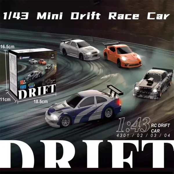 JIABAILE 4301/02/03/04 RTR 1/43 2.4G 4WD Drift RC Car Mini Race LED Light Optional Gyro Radio Control High-Speed Motor On-Road Racing Vehicle Model Boys Gifts Outdoor Toys - Image 5