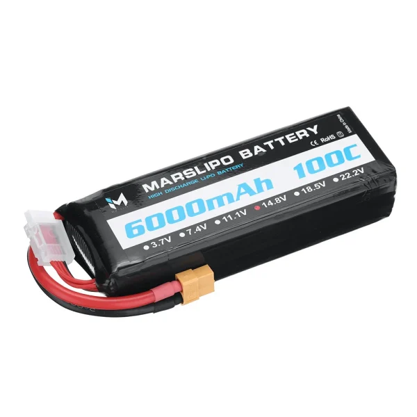 MARSLIPO 14.8V 6000mAh 100C 4S Lipo Battery XT60 Plug for RC Drones - Image 4