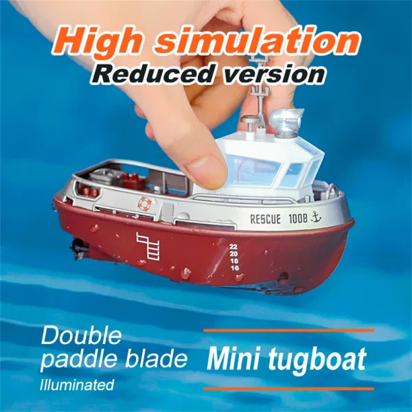 S820 1/32 2.4G Mini RC Boat LED Light Dual Motor Waterproof Remote Control Rescue 1008 Wireless Electric Vehicles Models Toys Kids Children Gift - Image 6