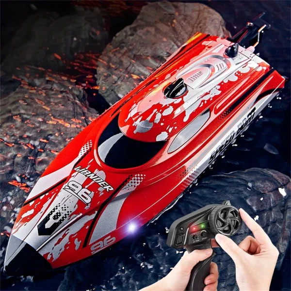 HXJRC HJ820 2.4G RC Boat Capsized Reset High Speed  LED Light Speedboat Waterproof 25km/h Electric Racing Vehicles Models Lakes Pools Remote Control Toys - Image 3