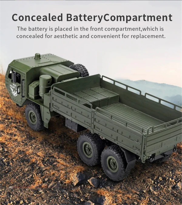 JJRC Q75 1/16 2.4G 6WD RC Car Military Truck Electric Off-Road Vehicles RTR Model - Image 5